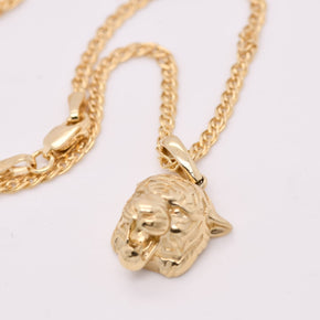 14K Gold Tiger Head Necklace – 45cm