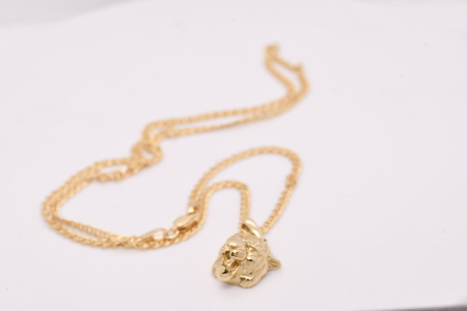 14K Gold Tiger Head Necklace – 45cm