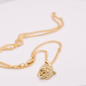 14K Gold Tiger Head Necklace – 45cm