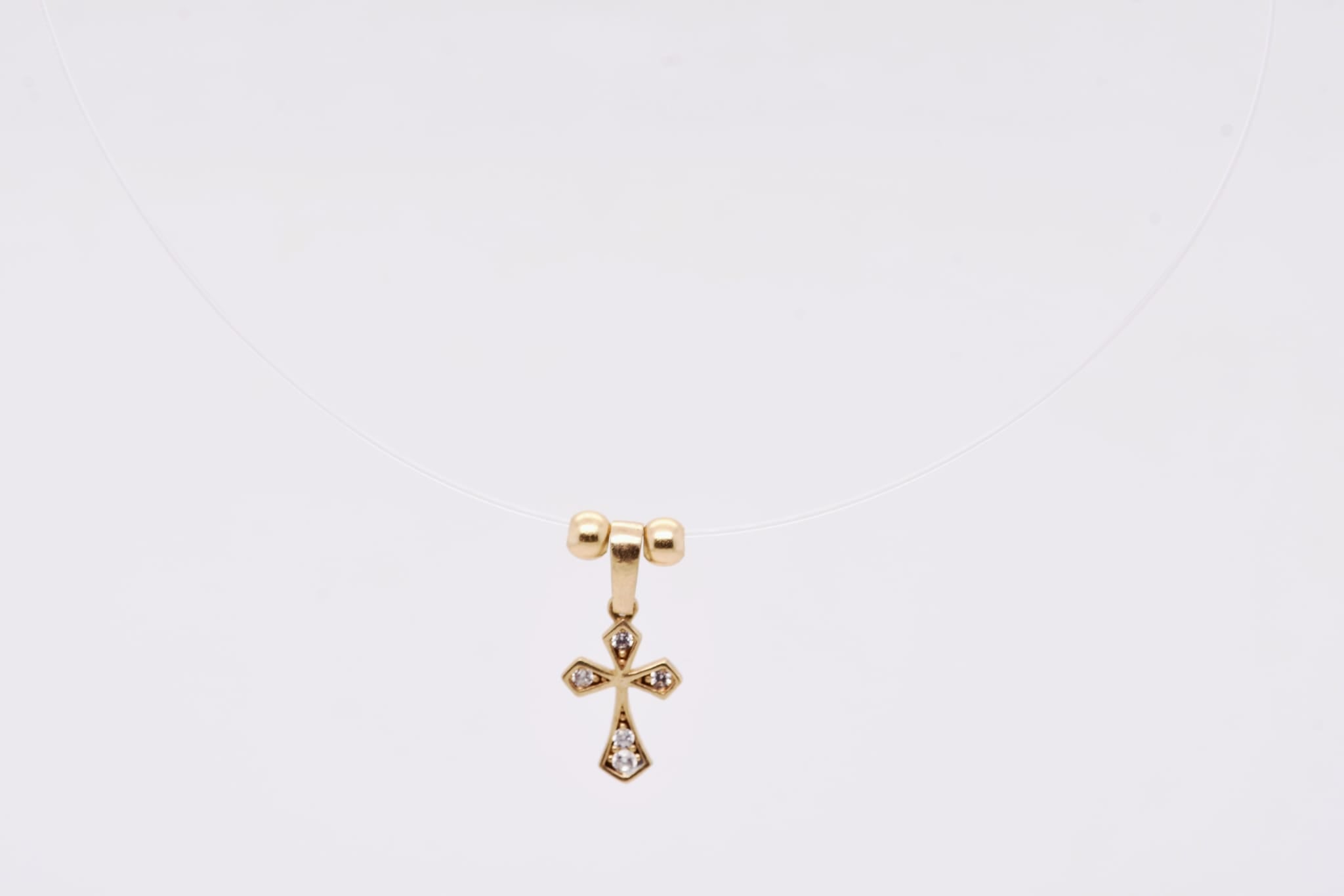 Invisible Cross Necklace in 14K Gold