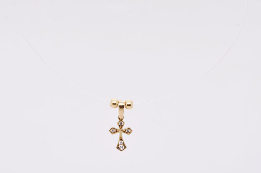 Invisible Cross Necklace in 14K Gold