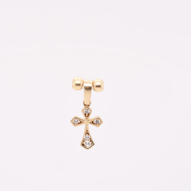 Invisible Cross Necklace in 14K Gold