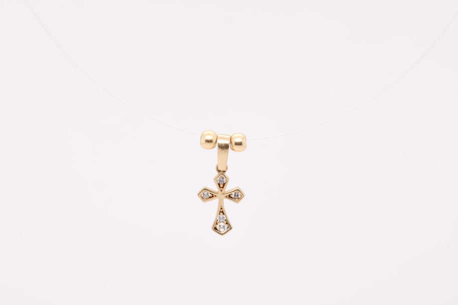 Invisible Cross Necklace in 14K Gold