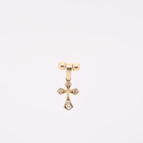 Invisible Cross Necklace in 14K Gold