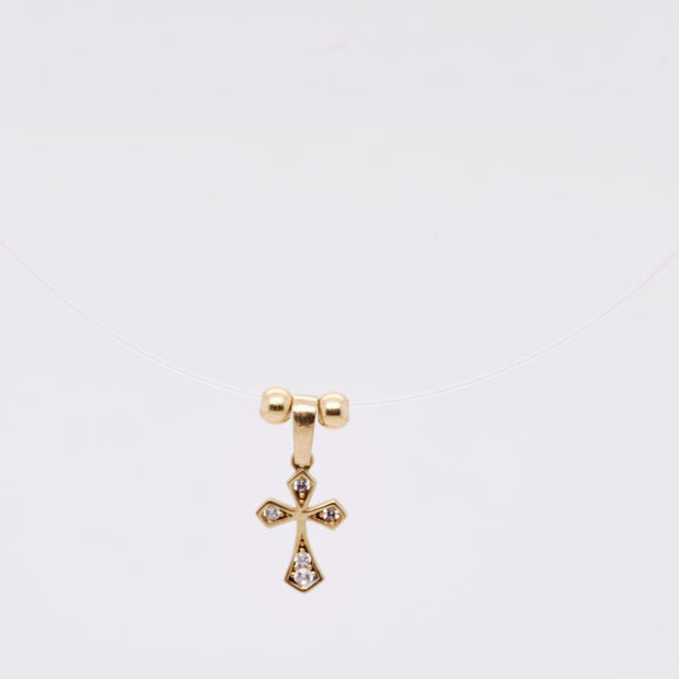 Invisible Cross Necklace in 14K Gold