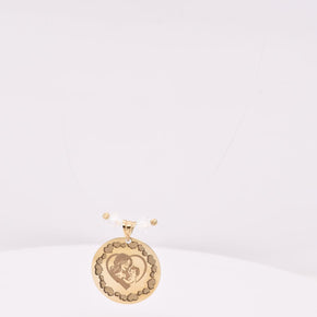 14K Gold Mother & Child Necklace with Crystal Details