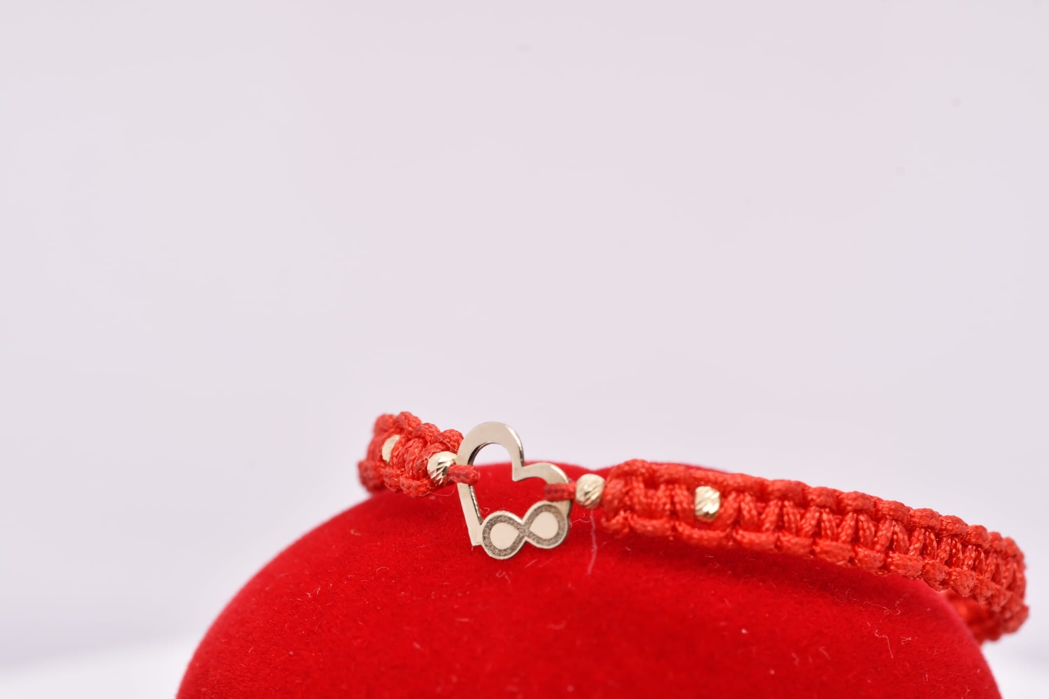 14K Gold Heart & Infinity Red String Bracelet