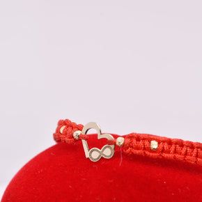 14K Gold Heart & Infinity Red String Bracelet