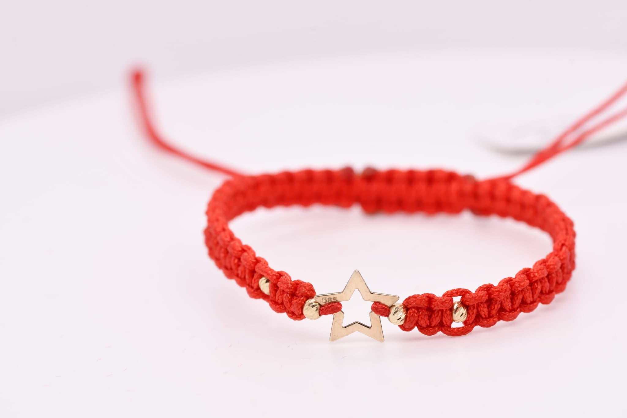 14K Gold Star Red String Bracelet