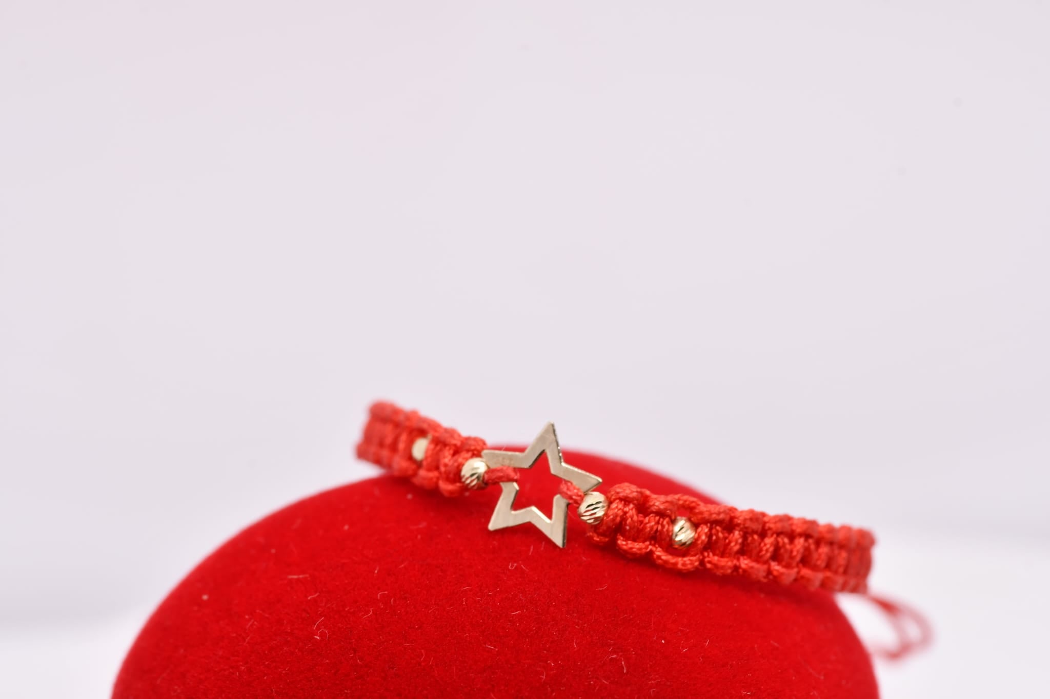 14K Gold Star Red String Bracelet