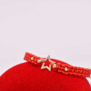 14K Gold Star Red String Bracelet