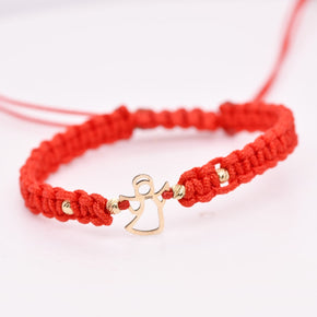 14K Gold Angel Red String Bracelet