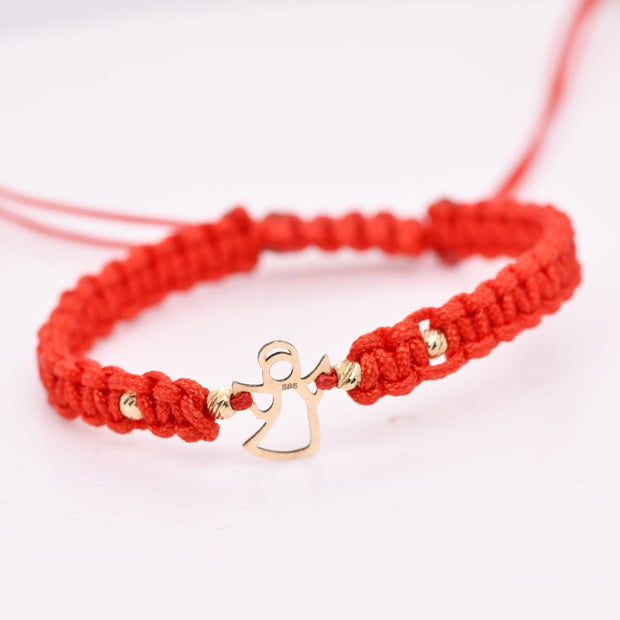 14K Gold Angel Red String Bracelet