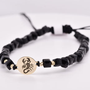 14K Gold Scorpio Bracelet with Black Crystals