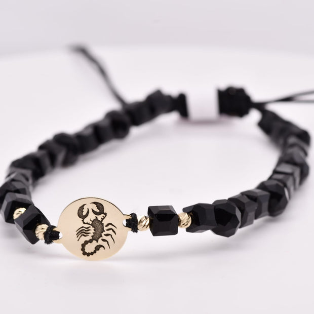 14K Gold Scorpio Bracelet with Black Crystals