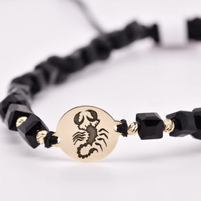 14K Gold Scorpio Bracelet with Black Crystals