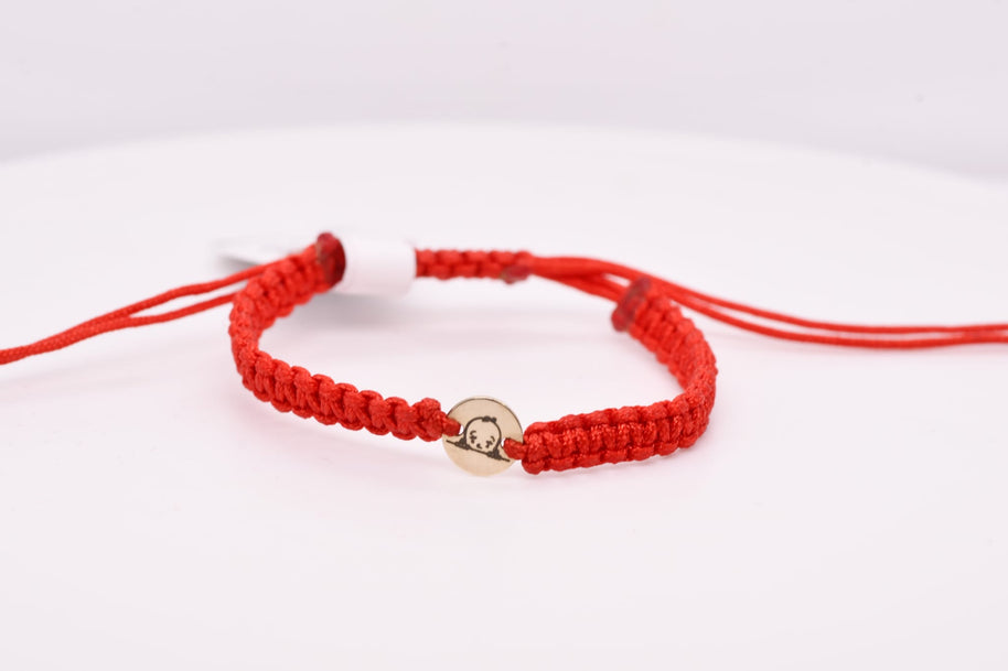 14K Gold Baby Head Red String Bracelet