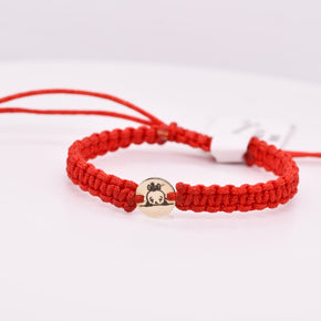 14K Gold Baby GIRL Head Red String Bracelet
