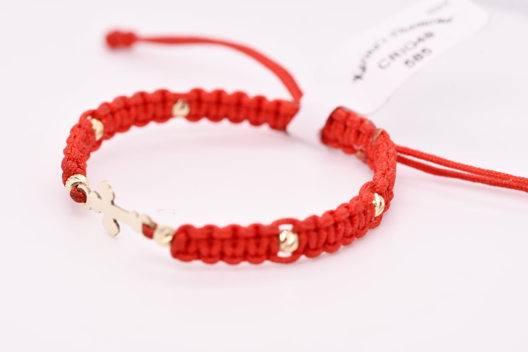 14K Gold Cross Red String Bracelet