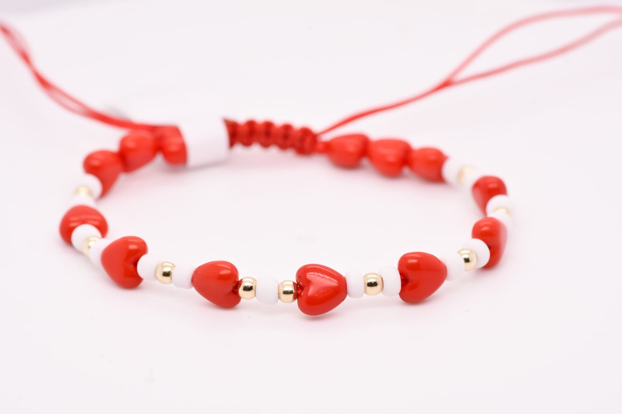 14K Gold Heart Red String Bracelet