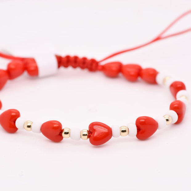 14K Gold Heart Red String Bracelet