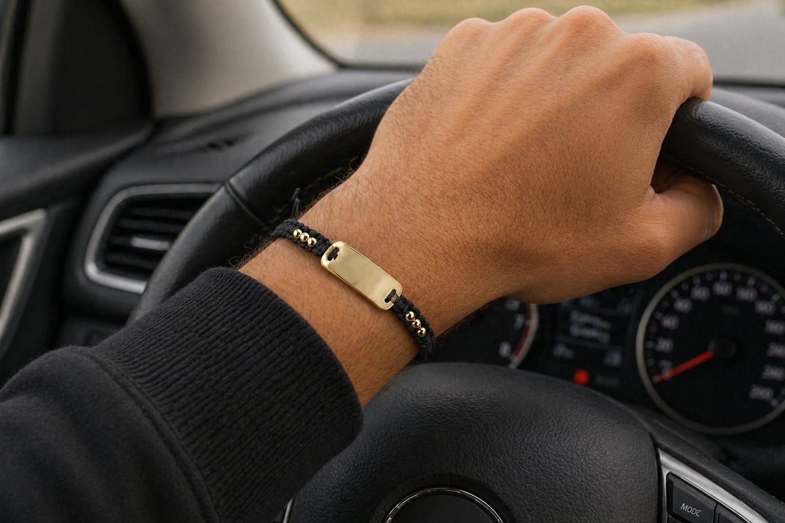 14K Gold Engravable Macramé ID Bracelet