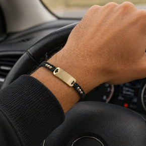 14K Gold Engravable Macramé ID Bracelet