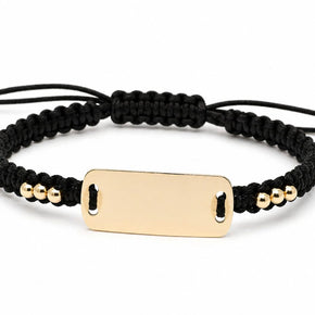 14K Gold Engravable Macramé ID Bracelet