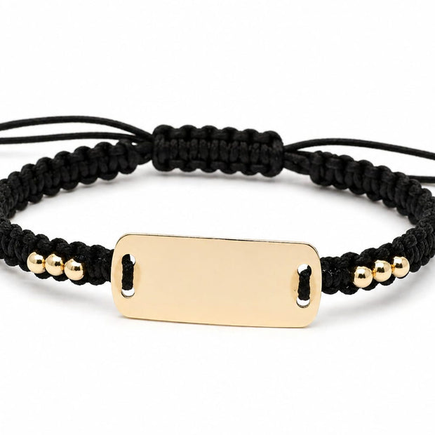14K Gold Engravable Macramé ID Bracelet