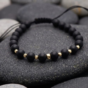 14K Gold Black Bead Adjustable Bracelet