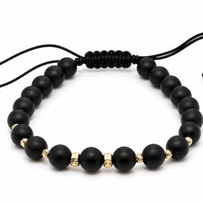 14K Gold Black Bead Adjustable Bracelet