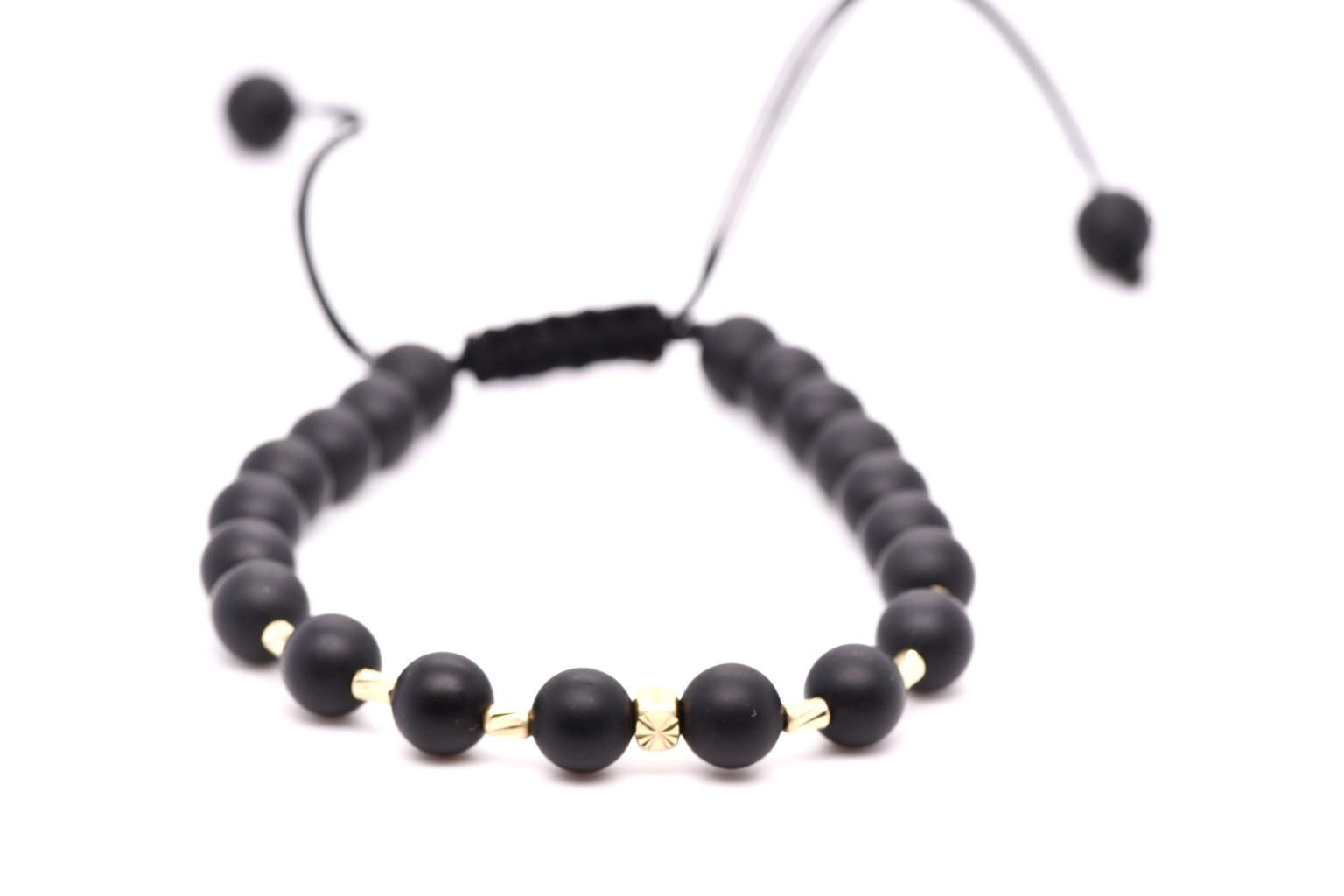14K Gold & Matte Onyx Adjustable Bracelet