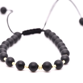 14K Gold & Matte Onyx Adjustable Bracelet