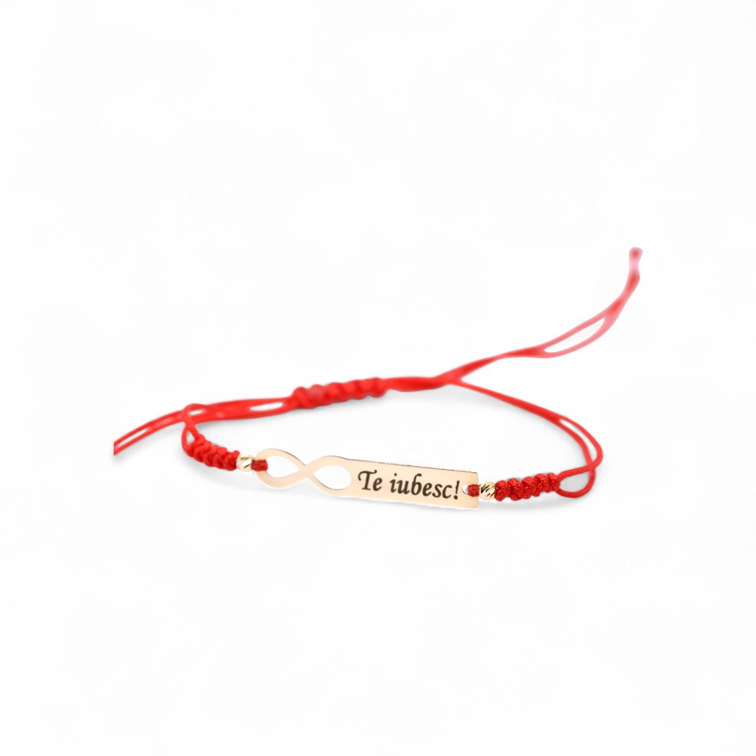 14K Gold Infinity “Te iubesc” Adjustable Bracelet