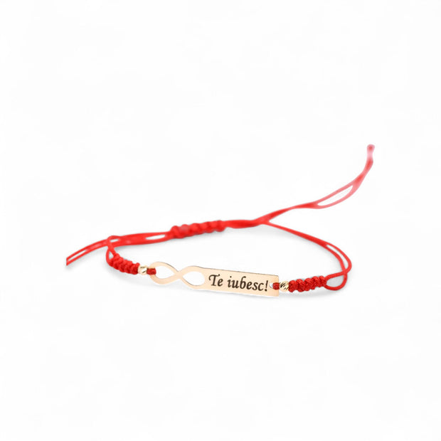 14K Gold Infinity “Te iubesc” Adjustable Bracelet
