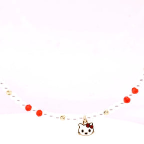 14K Gold Hello Kitty Beaded Necklace for Girls