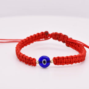 14K Gold Evil Eye Red String Bracelet – Adjustable
