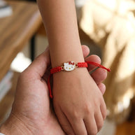 14K Gold H Kitty Red String Bracelet – Adjustable