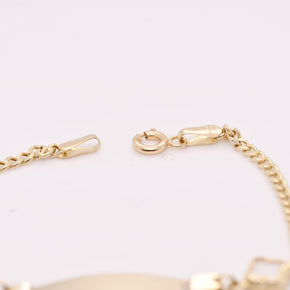 14K Gold Children’s ID Bracelet with Clover Details – 14cm
