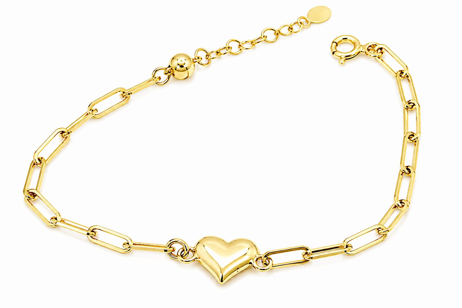 14K Gold Heart Link Bracelet