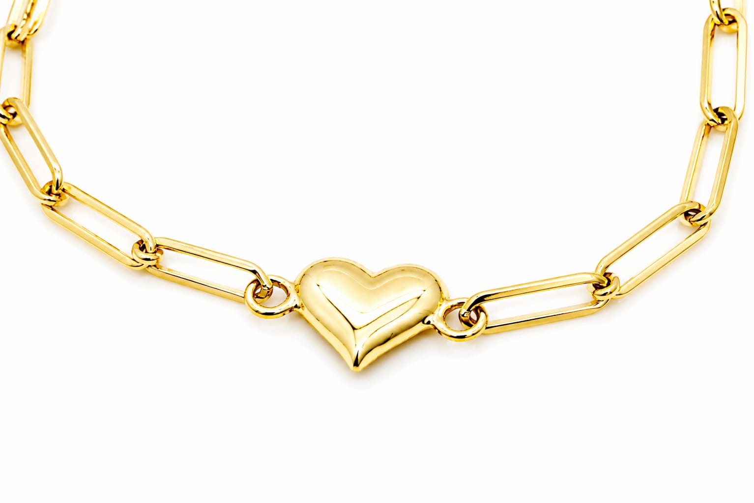 14K Gold Heart Link Bracelet