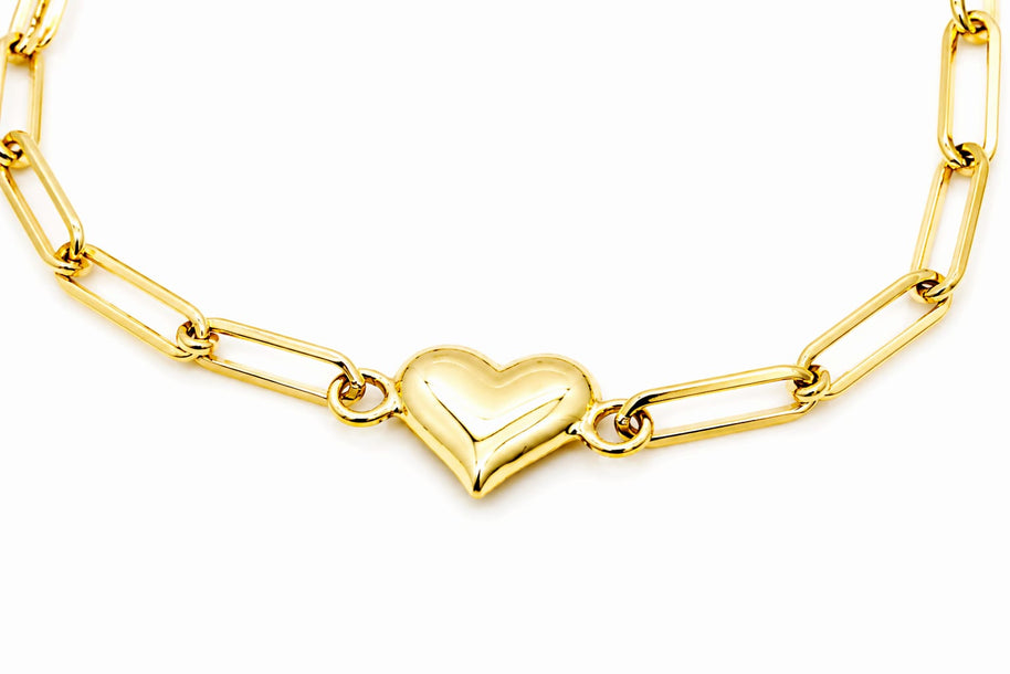14K Gold Heart Link Bracelet