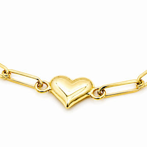 14K Gold Heart Link Bracelet