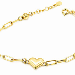 14K Gold Heart Link Bracelet