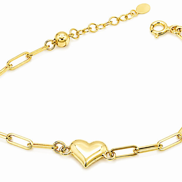 14K Gold Heart Link Bracelet