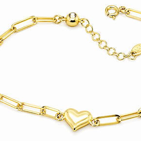14K Gold Heart Link Bracelet