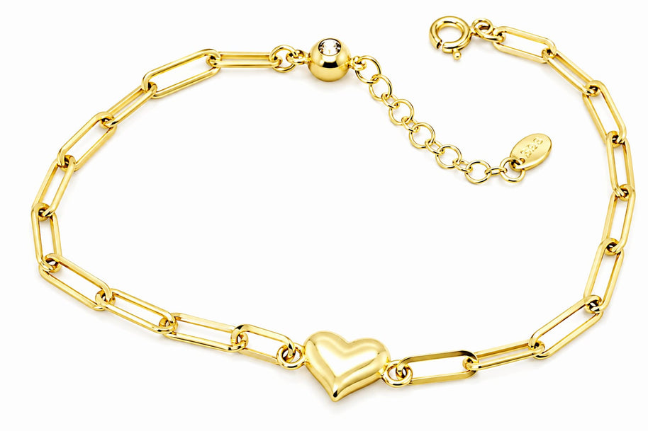 14K Gold Heart Link Bracelet
