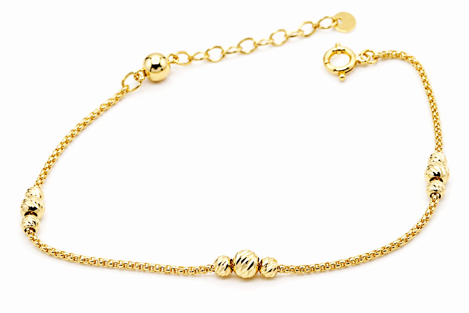 14K Gold Diamond-Cut Bead Bracelet