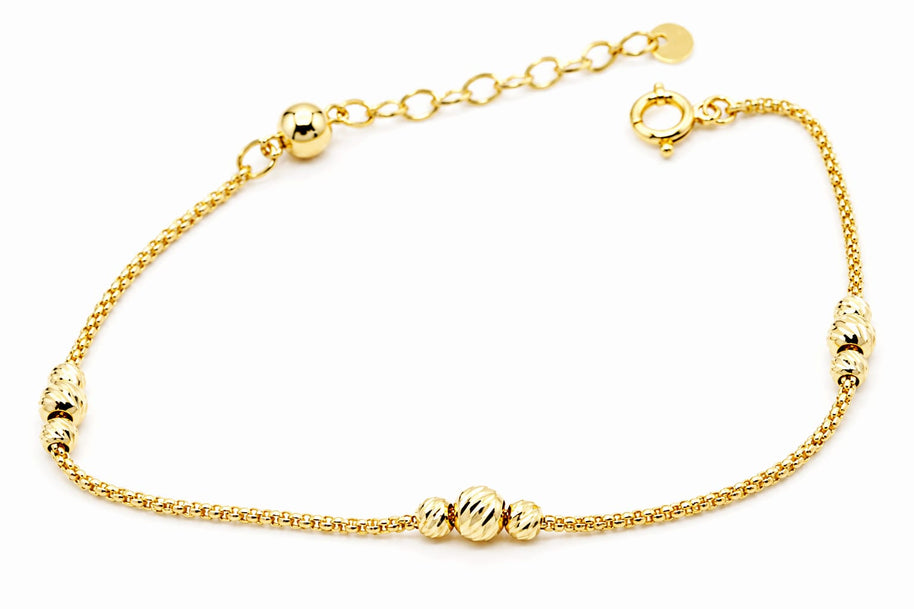 14K Gold Diamond-Cut Bead Bracelet