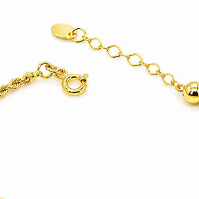 14K Gold Twisted Chain Bead Bracelet